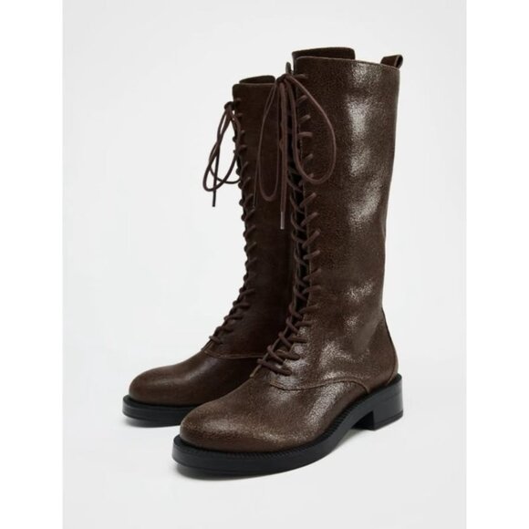 Lace Up Boots 100% cow leather (Brand New) - Picture 3 of 4